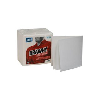 Georgia-Pacific Brawny Professional 1/4-Fold A400 Disposable Cleaning Towel by GP PRO (Georgia-Pacific) – White, 29215, 50 Towels Per Pack, 16 Packs Per Case (800 Total)