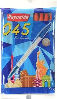 1 X Set of 10 Reynolds 045 fine carbure Non smudge ball Point pens RED