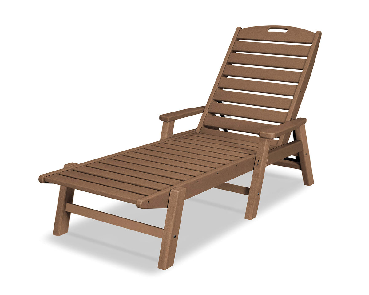 Nautical Arms Chaise by Polywood – 27 inches x 78.5 inches x 39 inches, High Density Polyethylene (HDPE), Teak, Model NCC2280TE