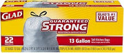 Glad Tall Drawstring Kitchen Trash Bags, White, 22 ct, 13 Gallon