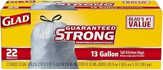 Glad Tall Drawstring Kitchen Trash Bags, White, 22 ct, 13 Gallon