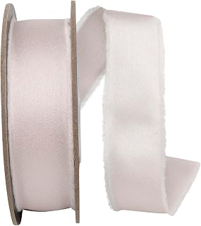 Reliant Ribbon Frayed Edge Silk Touch, Side Show Rose, 1 Inch, 25 Yards