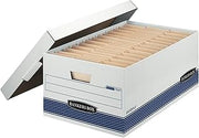 Bankers Box 12-Pack Medium-Duty File Storage Boxes, 24in Legal, FastFold | Speed through filing with FastFold setup, sturdy stacking, reinforced handles, and dependable document protection.