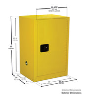 12 Gallon Manual Close Countertop Flammable Storage Cabinet by Justrite – 12 Gallon, 18 Gauge Steel, Yellow, Model 891200
