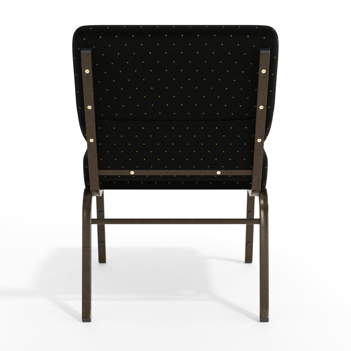 HERCULES Series 21''W Stacking Church Chair in Black Dot Patterned Fabric - Gold Vein Frame by Flash Furniture – Set of 1, Fabric, Foam, Steel, Model FD-CH0221-4-GV-S0806-GG