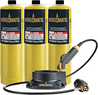 FirePoint Creator Tool, Precision Flame Hand Torch for use with Bernzomatic MAP-Pro or Propane Fuel (Firepoint Tool + 3 MAP Pro Cylinders)