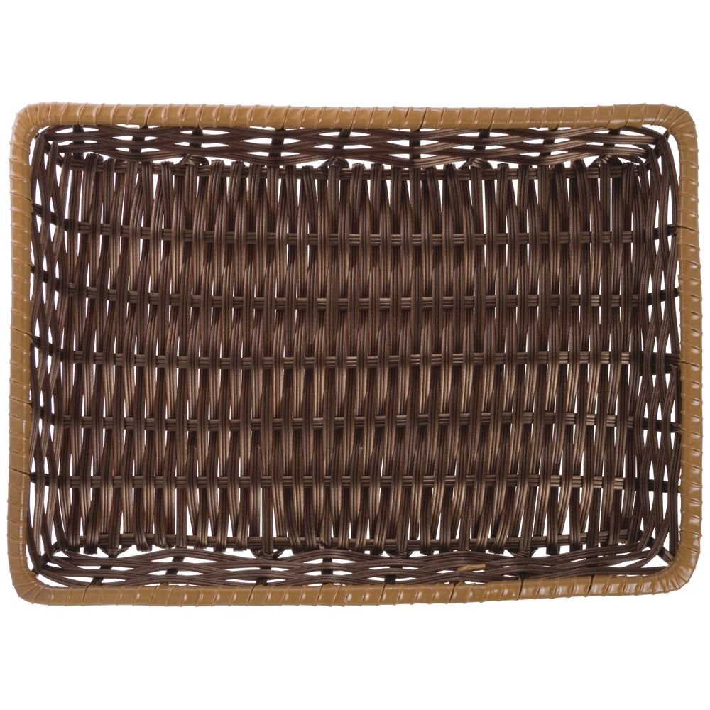 Two -Tone Beige Storage Basket - 13"L x 18"W x 2"H by HUBERT – Plastic, Brown, Model K2000-18SFT DB