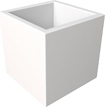 LeisureMod Fern Series Fiberstone MGO Clay Planter, White Square Plant Pot, Indoor Outdoor Use, Weather Resistant, 15 Inch, White