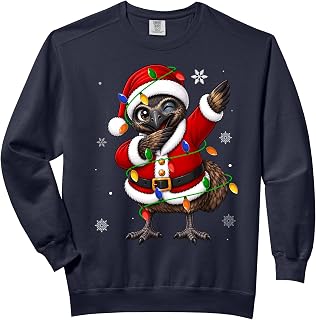 Emu Bird Christmas Lights Fun Dab Dance Santa Xmas Comfort Colors Adult Sweatshirt
