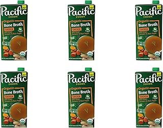 Pacific Foods Organic Chicken Bone Broth With Ginger, Turmeric, and Black Pepper, 32 oz Carton (Pack of 6)