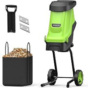 Steelite 15-Amp Electric Wood Chipper, 45L Collection Bag Chipper Shredder, 1.8" Cutting Diameter Mulcher with Max 15:1 Reduction, Dual Steel Blades for Easy Clean up Yard Waste and Branches
