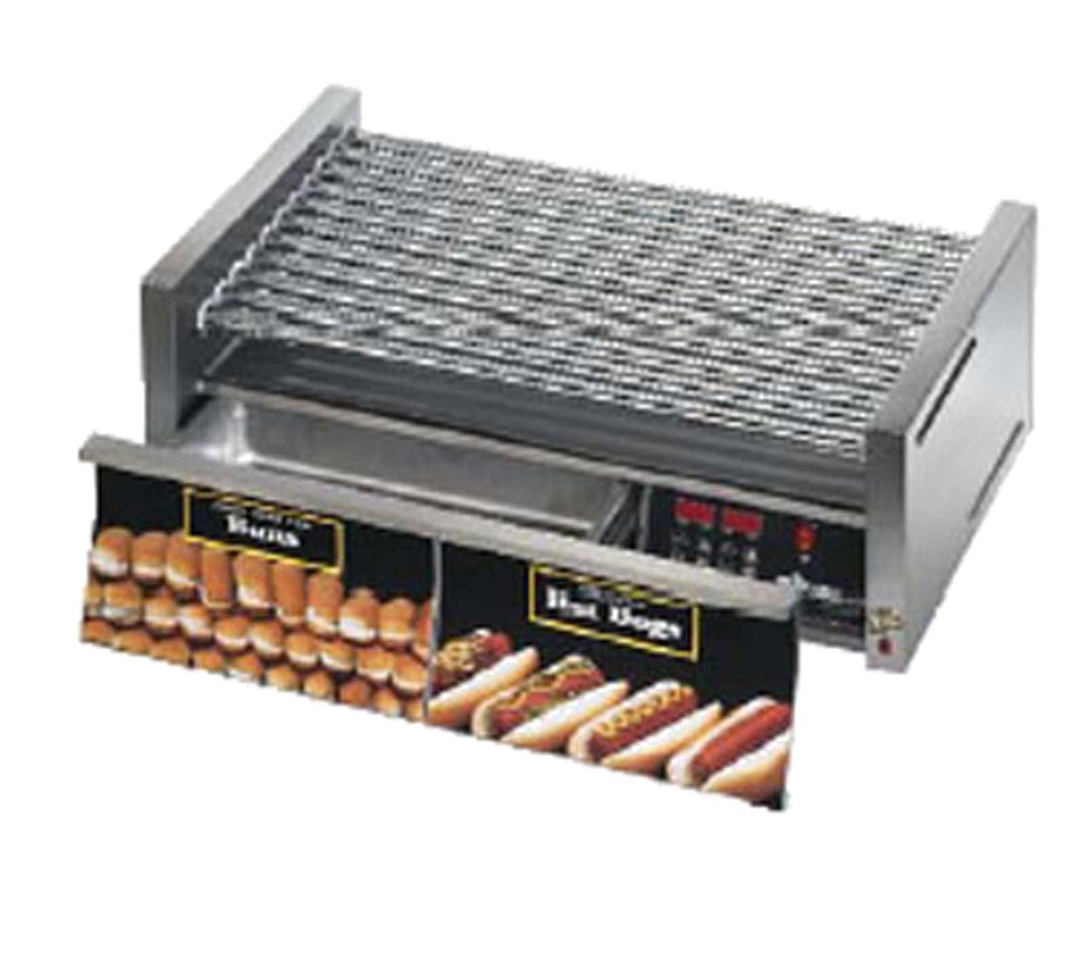 Star Mfg. Grill-Max 30-Hot Dog Roller Grill w/ Bun Drawer by Star Micronics – Stainless Steel, Steel, Model 30SCBDE