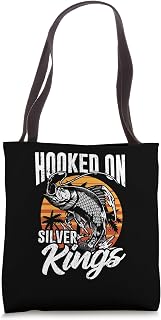 Tarpon Fisherman Hooked On Silver Kings Tarpon Fishing Tote Bag