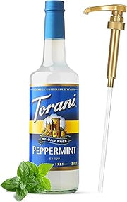 Syrup Pump Dispenser with Torani Sugar Free Peppermint Syrup for Coffee, 25.4 oz Bundle - Syrup Pump Dispenser Compatible With Torani Flavor Coffee Syrup