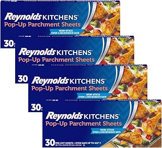 Reynolds Kitchens Pop-Up Parchment Paper Sheets, 10.7 x 13.6 Inches, 30 Count (Pack of 4)