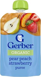 Gerber Organic Stage 2 Pear Peach Strawberry Pouch, 3.5 Oz