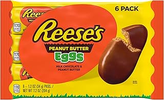 Reese's Milk Chocolate Peanut Butter Eggs, Easter Basket Easter Candy Packs, 1.2 oz (6 Count)