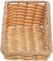 HUBERT Wicker Storage Basket Natural Colored Plastic - 7 1/2"L x 16"D x 1 1/2" to 5"H