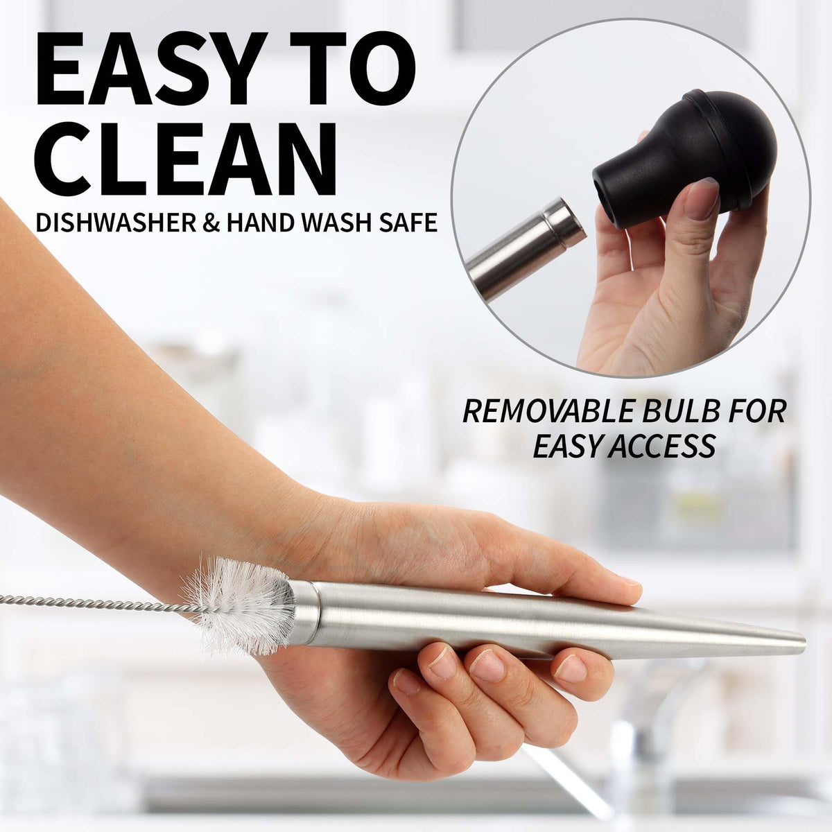 Zulay Kitchen Turkey Baster, Stainless Steel Syringe With 2 Needles