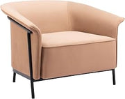 Zuo Burry Accent Chair Tan, Beige Accent Chair, Modern Style, Plain Fabric, Comfy and Durable Polyester Fabric, Steel, Indoor Living, 35.4" W x 32.7" D x 26.8" H, Non-Stackable