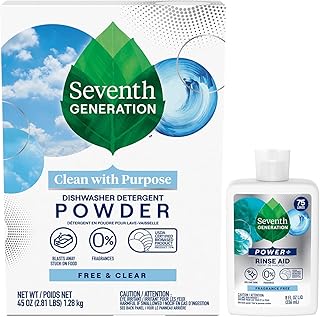 Seventh Generation Dishwasher Detergent Powder + Rinse Aid, Free & Clear