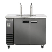 Dual Tower Beer Dispenser by MAXX Cold – 47.5 Inch Wide, 10.5 cubic_feet, Stainless Steel, Black, Model MXBD48-2BHC