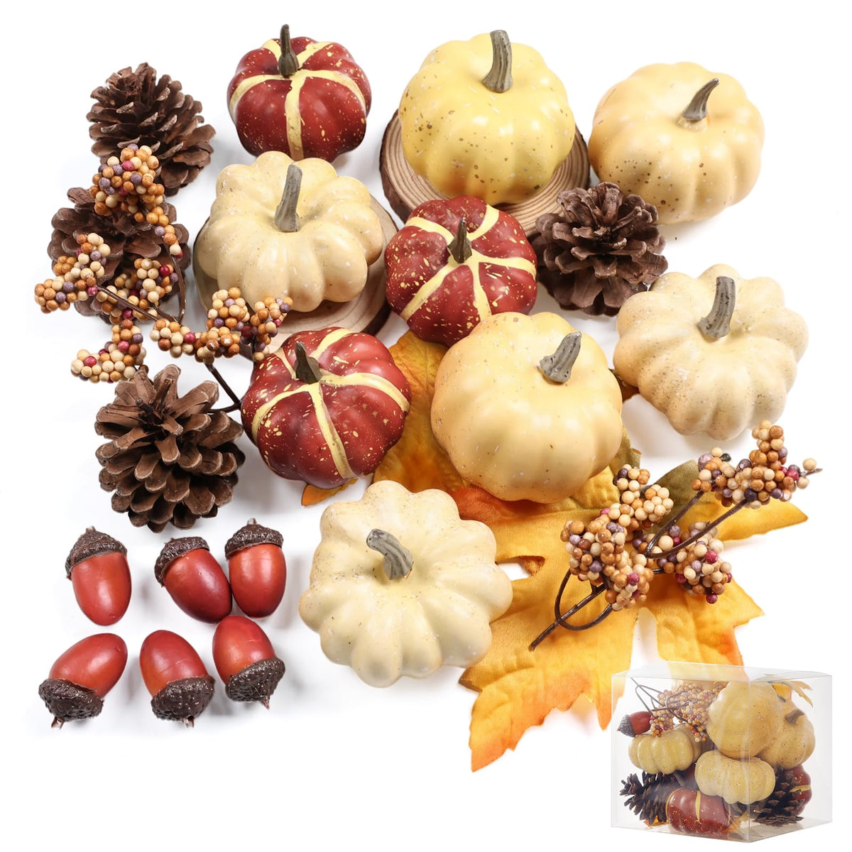 Ghrdopy Artificial Pumpkins Set, 23 Pieces, Style-7