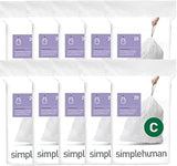 simplehuman Code C 200 Count Custom Fit Liners, Drawstring Kitchen Trash Bags, One-by-One Mess-Free Dispense, Extra Thick & Double Seamed, 50% PCR Plastic, 10-12 Liter / 2.6-3.2 Gallon, White