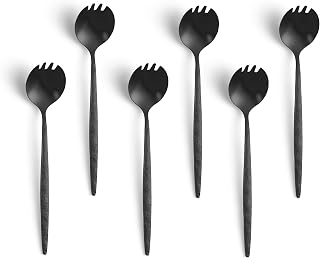 Amefa Juntos Shared Dining Flatware Collection, 18/0 Stainless Steel, Tapas and Charcuterie, Spork, Black PVD, 5", Set of 6