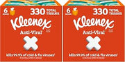 Kleenex 3-Ply Facial Tissues | Anti-Viral | 6 Boxes | 330 Total | White