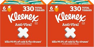 Kleenex 3-Ply Facial Tissues | Anti-Viral | 6 Boxes | 330 Total | White