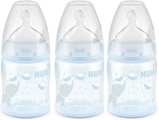 NUK Smooth Flow Anti-Colic Bottle,Blue Elephant 5 Oz, 3 Pack