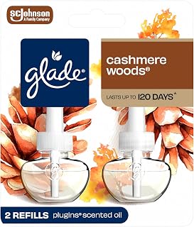 Glade PlugIns Refills Air Freshener, Scented and Essential Oils for Home and Bathroom, Cashmere Woods, 1.34 Fl Oz, 2 Count