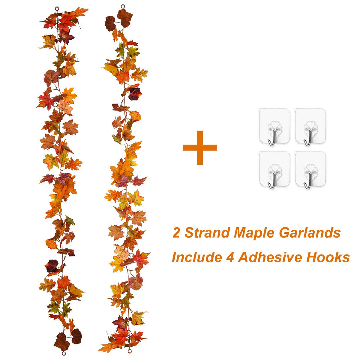 Lvydec Artificial Maple Leaf Garland, 5.9ft, Mixed Color, 2 Pack