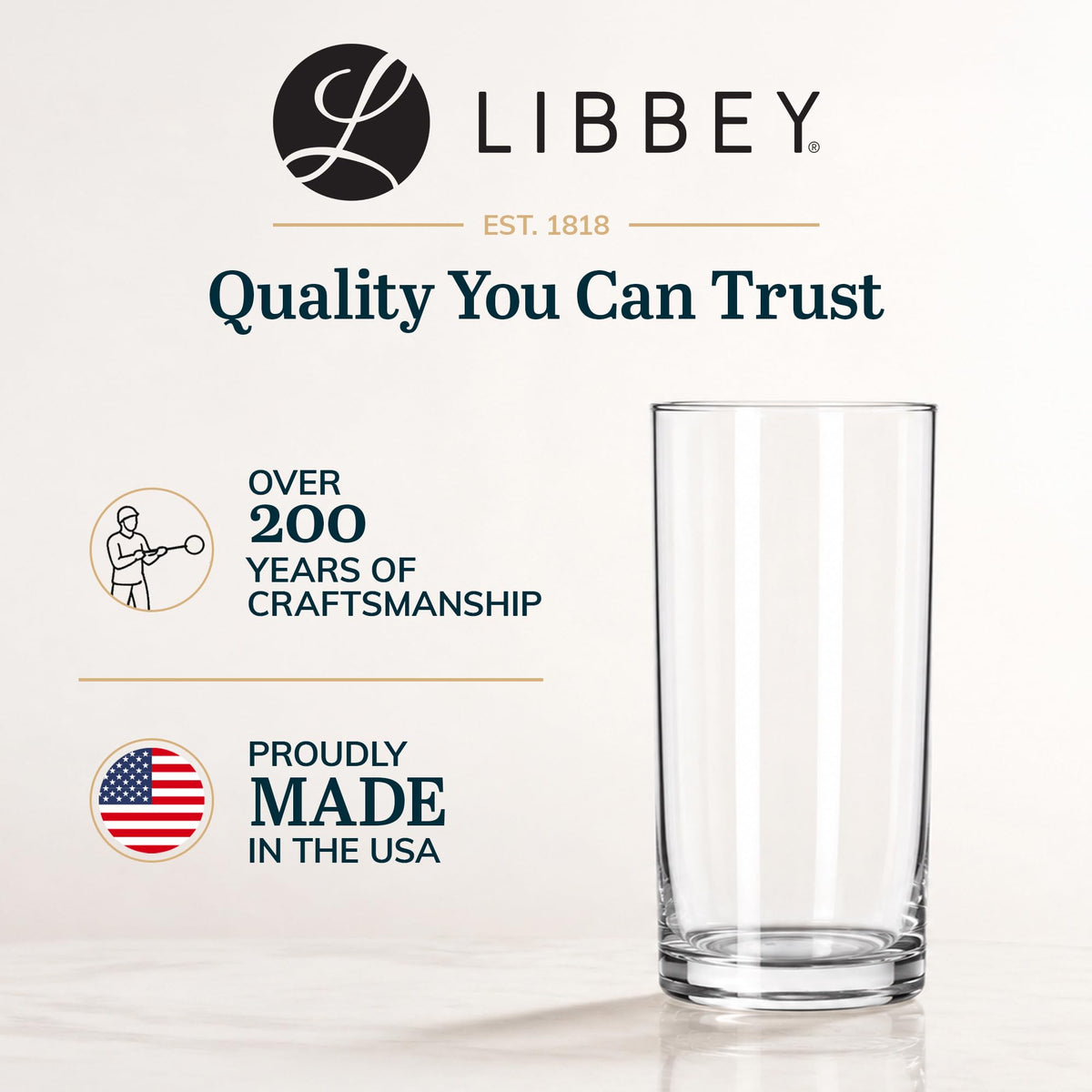 Heavy Base Drinking Glasses Set of by Libbey – 15.5 oz, 15.5 ounces, Glass, Heavy Base, Pack of 8