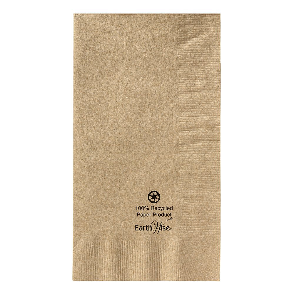 Hoffmaster 180430 Earth Wise Kraft Dinner Napkin – 2 Ply, 1/8 Fold, 17" Length x 15" Width, Natural (Packs of 1000)