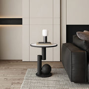 Modern Minimalist Round Coffee Table - 21.7" Height Metal e Side Table for Living Room & Bedroom - Slish Nightstand & Accent Table by Mesa Creative Slate by Generic – Model Generic