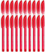 STAEDTLER 4320 Stick Ballpoint Pens Medium Nib 20 Pack Red Ink | 1.0mm, Triangular for Relaxed Easy Writing, Smooth