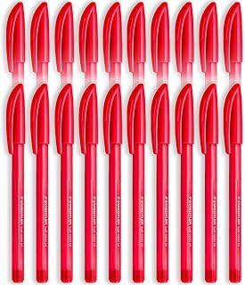 STAEDTLER 4320 Stick Ballpoint Pens Medium Nib 20 Pack Red Ink | 1.0mm, Triangular for Relaxed Easy Writing, Smooth