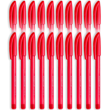 4320 Stick Ballpoint Pens Medium Nib 20 Pack Red Ink by STAEDTLER – 1 Count (Pack of 20), Red, Model STAE-4320M-20ENV_V