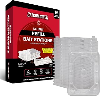 Catchmaster Defiant Reusable Ant Traps Indoor Refill (16 Pack), Bait NOT Included – Bait Stations that Hold Liquid Ant Killer – Stackable, No Mess, Discreet Bait Stations for Pest Control