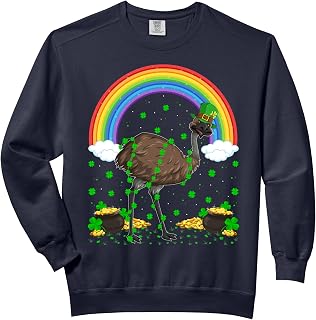Rainbow Irish Shamrock Emu Bird St. Patrick's Day Comfort Colors Adult Sweatshirt