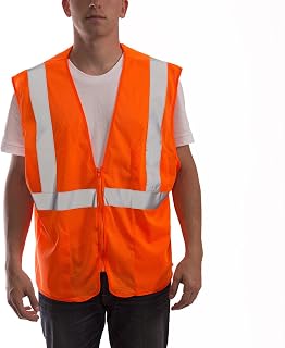 TINGLEY Job Sight V70639 High Visibility Class 2 Zip-Up Mesh Vest, S-M, Fluorescent Orange-Red | 100% polyester mesh, Job Sight V70639 high-visibility Class 2 zip-up Mesh Vest