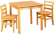 ECR4Kids 30in x 30in Square Hardwood Table with 28in Legs and Two 16in Chairs, Kids Furniture, Honey, 3-Piece
