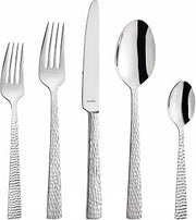 Amefa Silverware Set - Hammered, 20-Piece Stainless Steel Flatware for 4 - Cutlery Set with Forks, Spoons & Knives