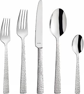 Amefa Silverware Set - Hammered, 20-Piece Stainless Steel Flatware for 4 - Cutlery Set with Forks, Spoons & Knives