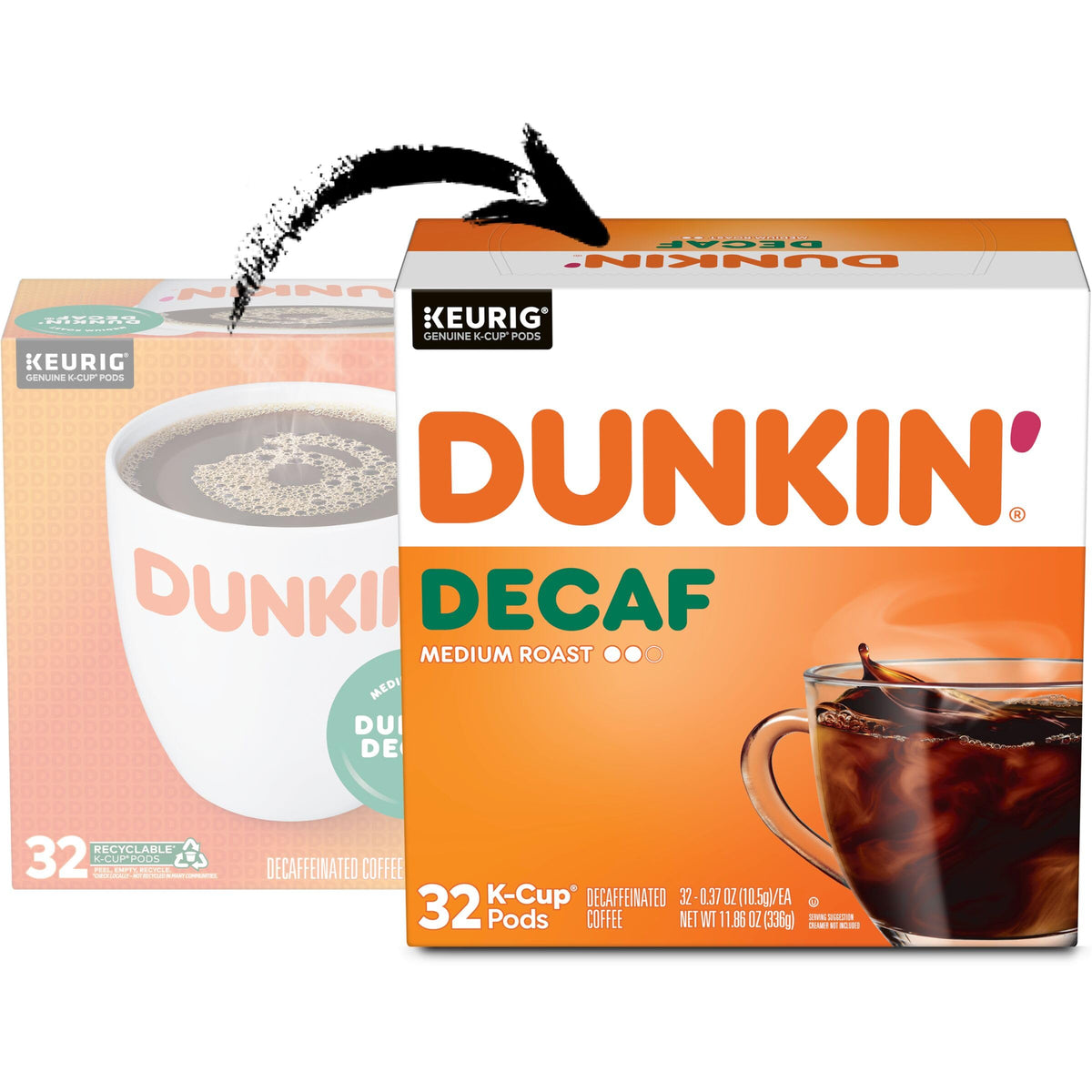 Dunkin’ Decaf Medium Roast Coffee by Dunkin' – 32 Count (Pack of 1)