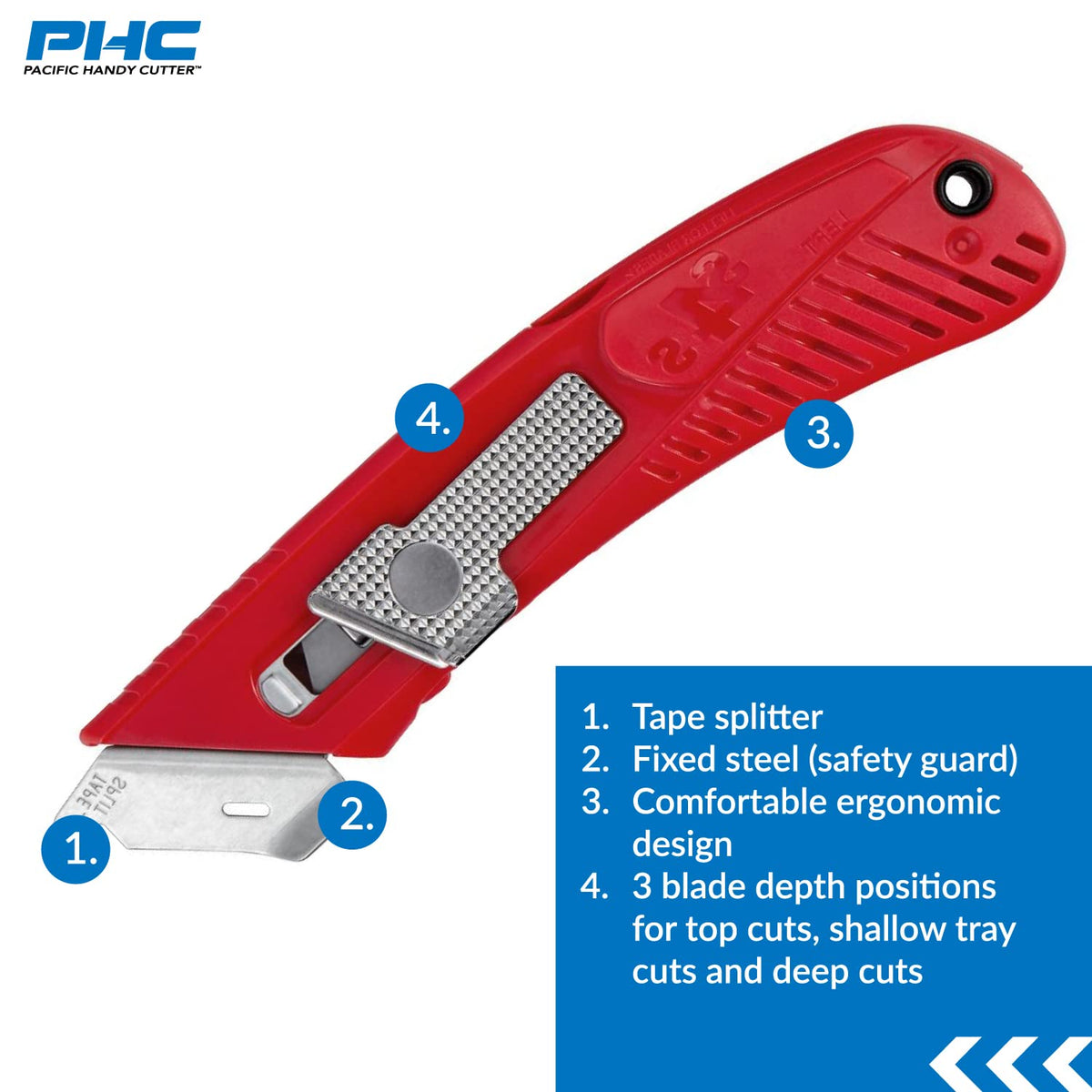 Pacific Handy Cutter S4L Safety Cutter / Red / 1 Utility Knives
