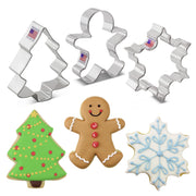 Ann Clark Cookie Cutters Christmas Set, 3 Piece Metal