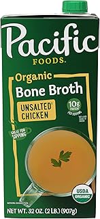 Pacific Foods Organic Unsalted Chicken Bone Broth, 32 oz Carton